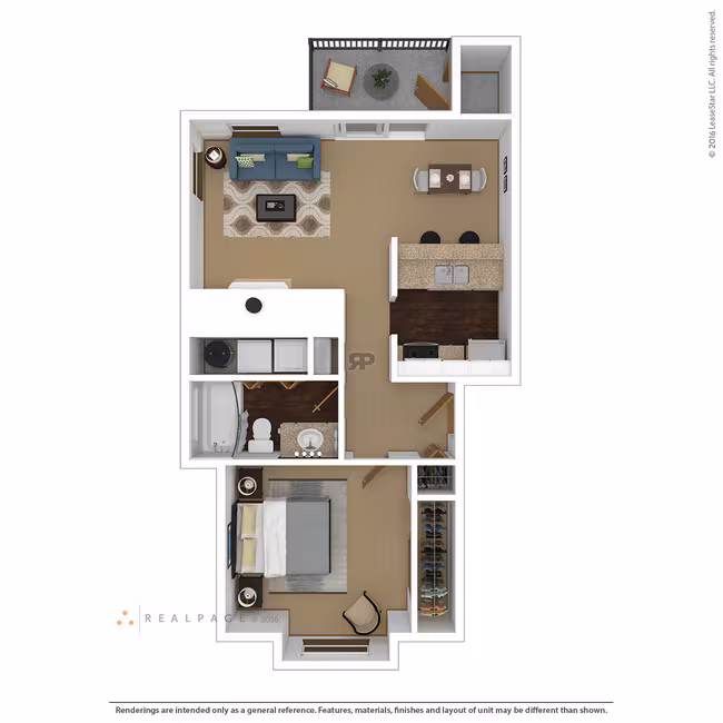 One Bedroom One Bath D101 floor plan